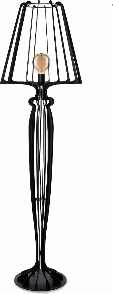 Lampa podłogowa Minerva Ø38x166 cm w stylu kratownicy żelaznej Nowoczesny design z włącznikiem nożnym Gniazdo E27 Wyprodukowano we Włoszech Czarny
