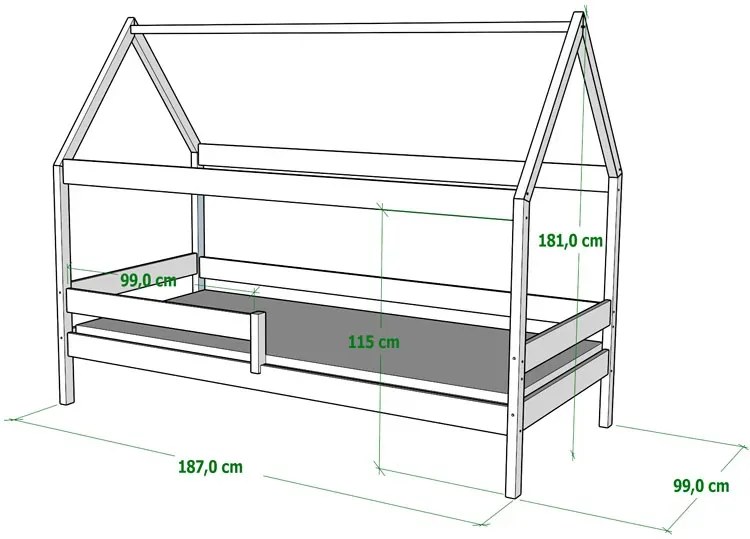Dziecięce łóżko przypominające domek, sosna 180x90 cm W9-S64