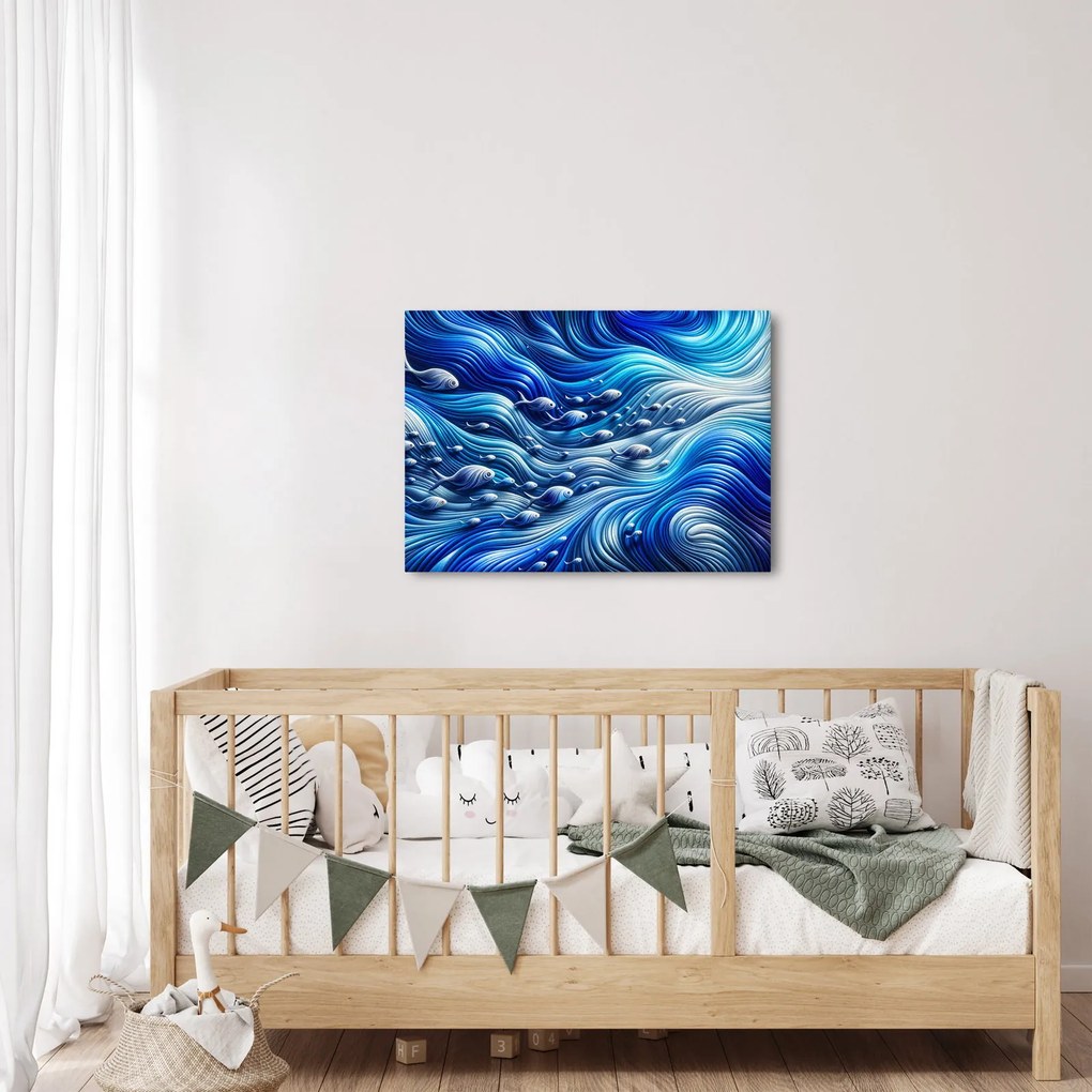 Obraz – Ryby w falach (70x50 cm)