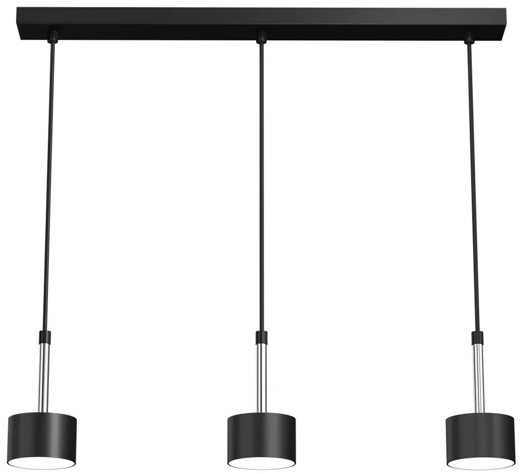 Lampa wisząca ARENA BLACK/SILVER 3xGX53 czarna srebrna, na listwie potrójna nad stół