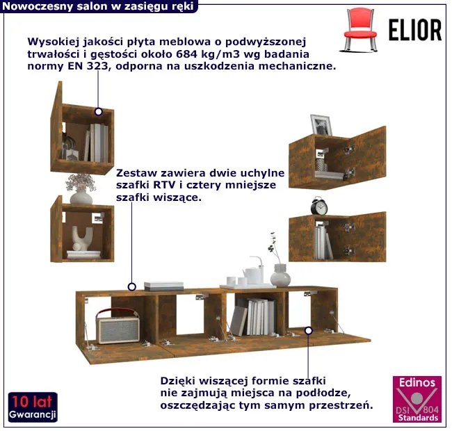 Zestaw mebli rtv do salonu przydymiony dąb E2-B90