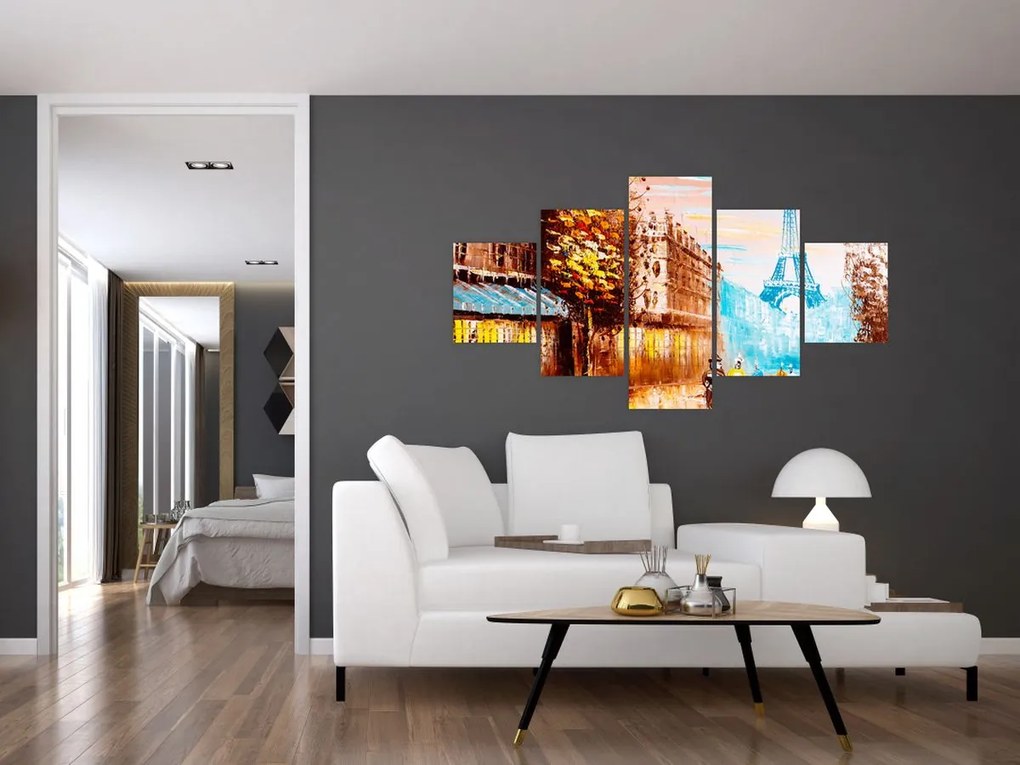 Obraz - Deszczowa pogoda i wieża Eiffla (125x70 cm)