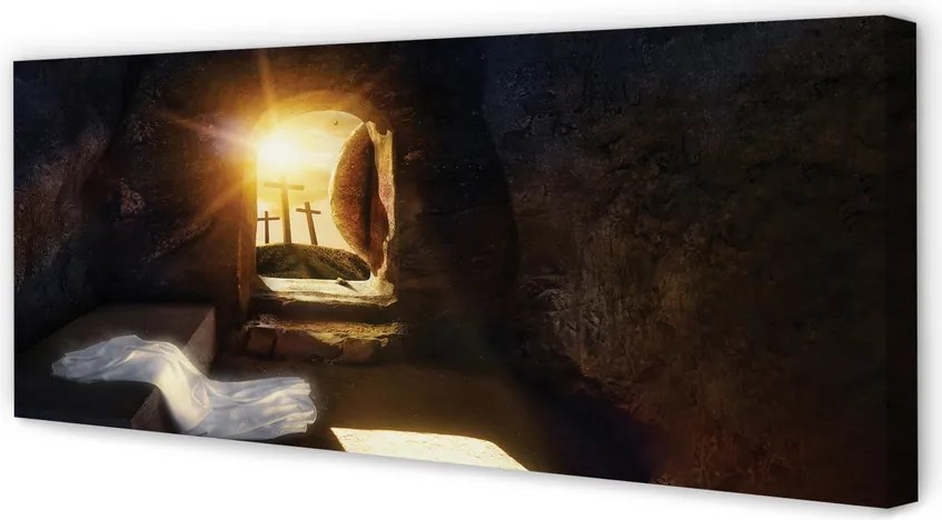Duży obraz na płótnie Jaskinia, Krzyże i Słońce