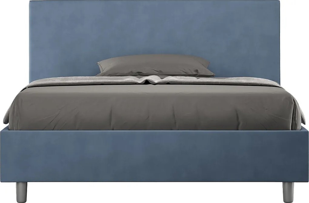 Łóżko bez stelaża tapicerowane 140x200 microfibra niebieski Adele