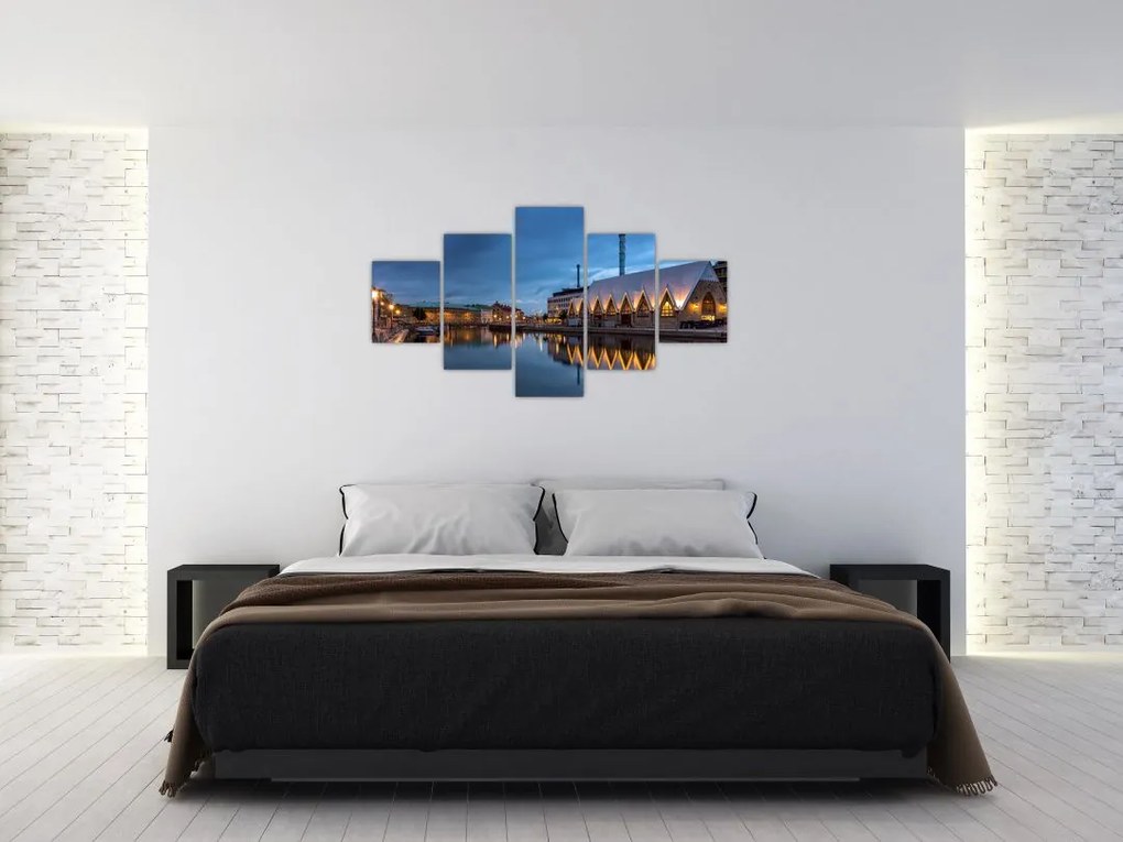 Obraz kanału wodnego - Göteborg (125x70 cm)