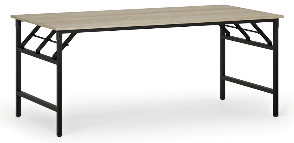 Stół konferencyjny FAST READY, 180x90 cm, czarna podstawa, dąb naturalny