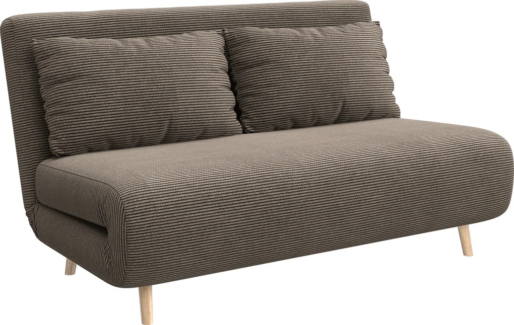 HOMCOM Sofa rozkładana, łóżko dla gości, 3-stopniowe regulowane oparcie, sztruksowy wygląd, do 120 kg, 141 x 90 x 81 cm, ciemnobrązowa