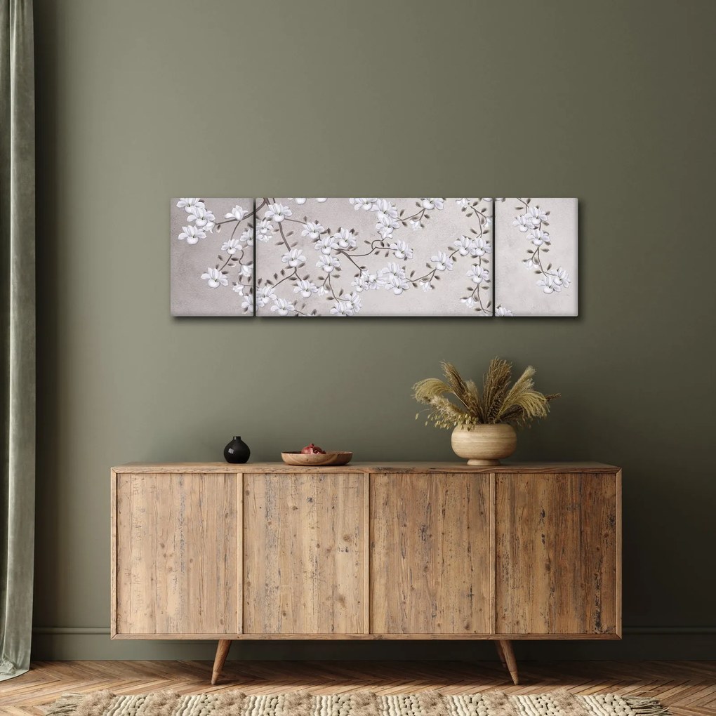 Obraz - Kwiaty w szarym krajobrazie (170x50 cm)
