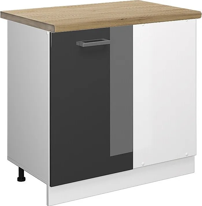 Szafka narożna antracyt wysoki połysk 86x60x81.6 r-line