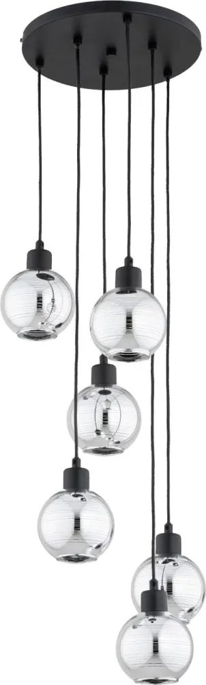 Żyrandol na linkach ARVENE 5xE27/15W/230V czarny/błyszczący chrom