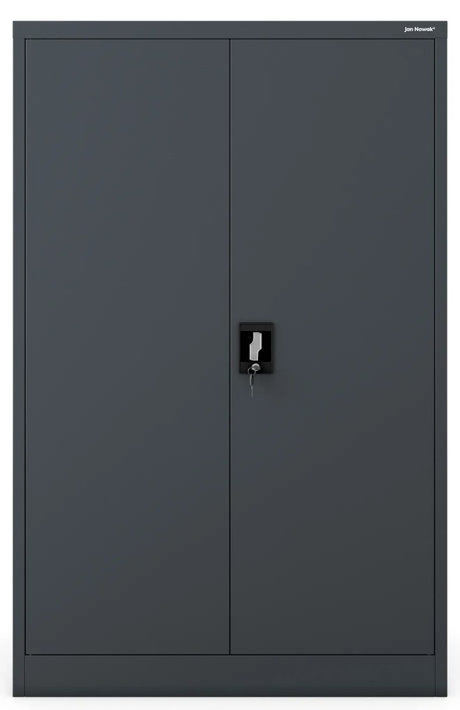 Biurowa szafa metalowa na akta KEVIN, 900 x 1400 x 400 mm, antracyt