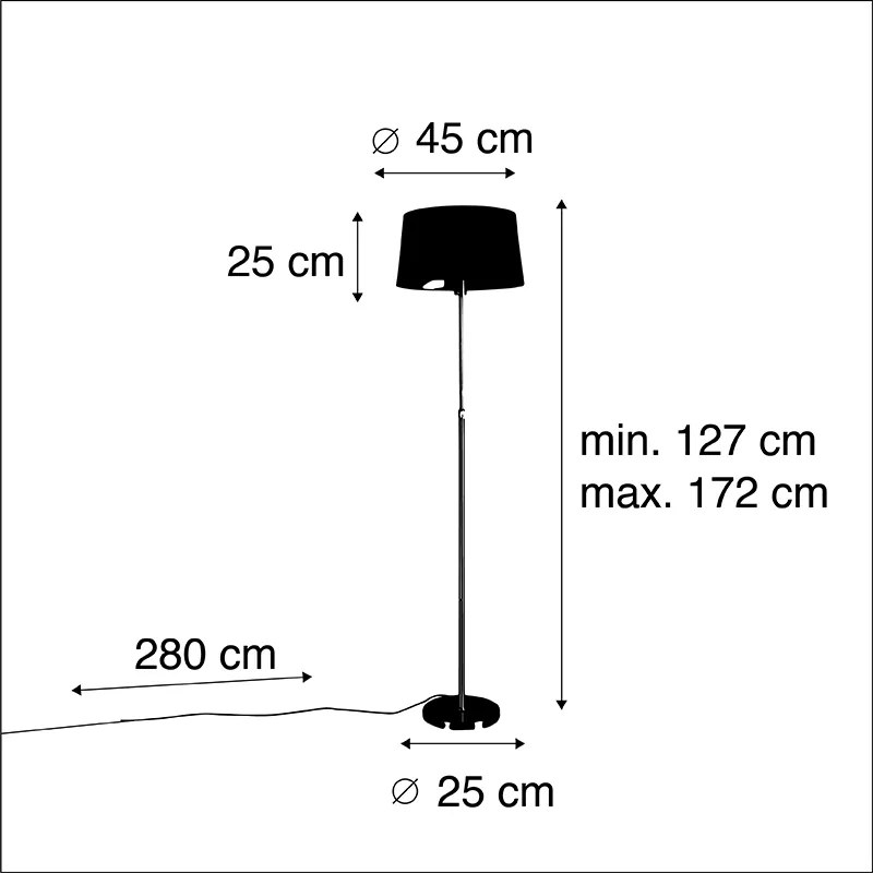 Lampa stojąca złota/mosiężna z szarym abażurem z lnu 45 cm - Parte