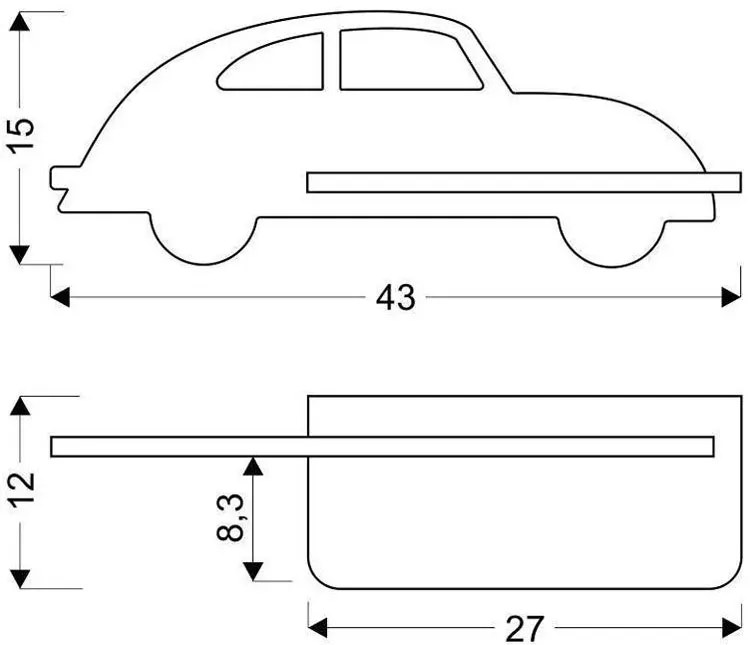 Szara lampka nocna samochód z półką - 4X K042 H7-G83