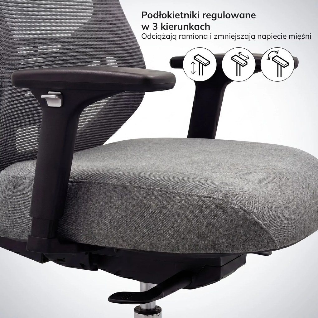 Ergonomiczny fotel biurowy z siatką ciemnoszary AXIS