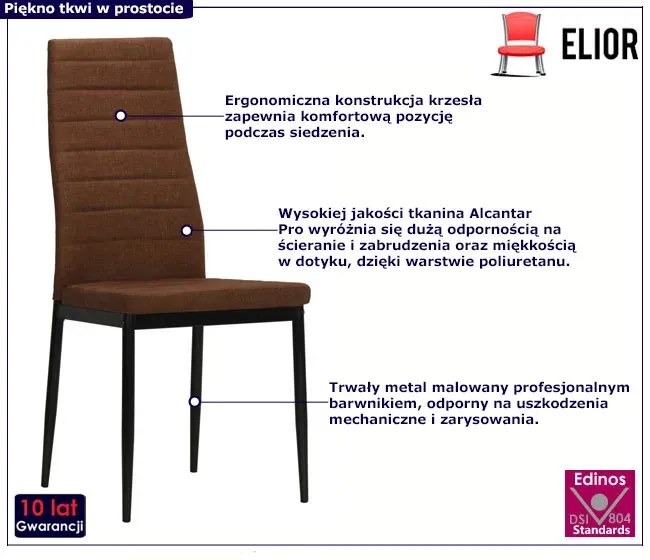Zestaw 6 brązowych krzeseł do stołu - Chefer