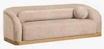 3-osobowa Sofa Z Tkaniny Chenilla I Drewna Kauczukowego Zofli Szenila Jasny Piaskowy Brąz - Sklum