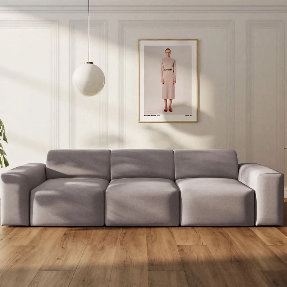 Szara aksamitna sofa 285 cm Villet – Rodier