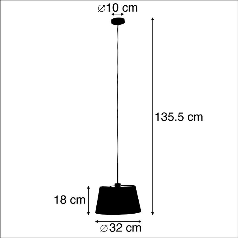 Lampa wisząca z abażurem z bawełny w kolorze czarnym i złotym 32 cm - Combi klasyczny/Antyczny Oswietlenie wewnetrzne