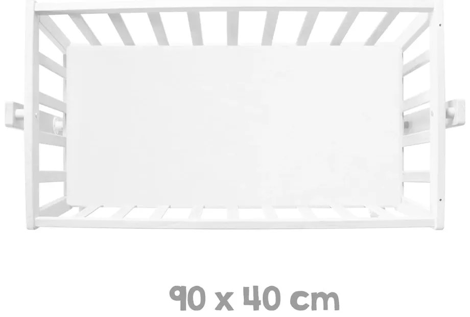 Biała kołyska na kółkach z baldachimem 40x90 cm Little stars – Roba