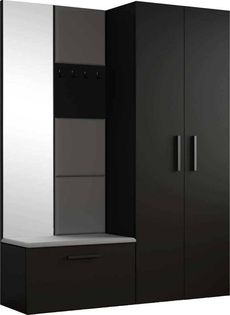 Masseno Garderoba MODULO 160,6/204/40 cm do Przedpokoju Nowoczesna Czarna