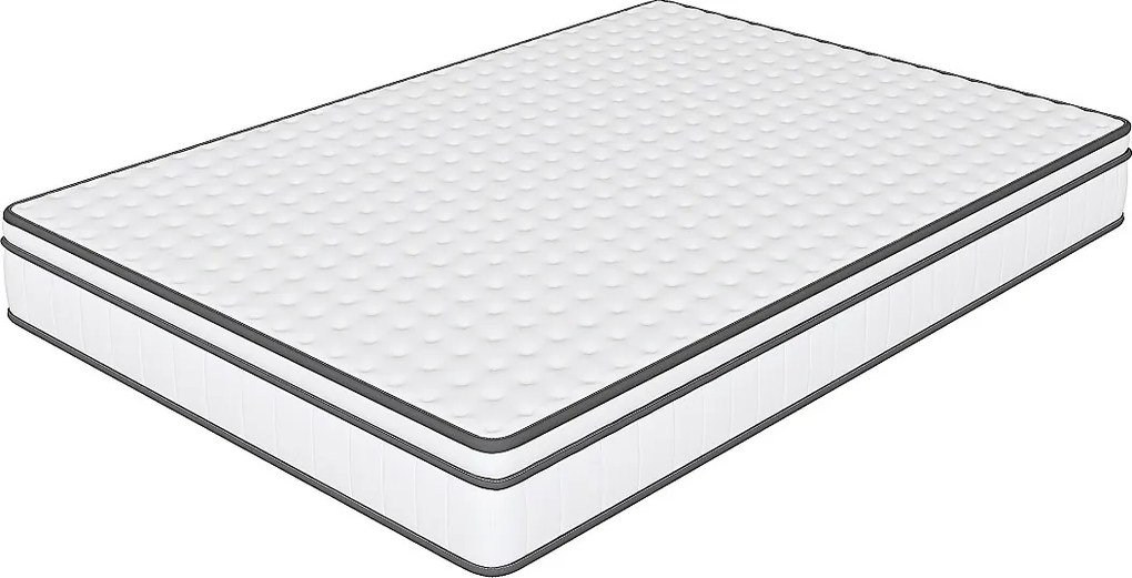 Materac hybrydowy 140x190x25 cm ze sprężynami kieszeniowymi, tkanina oddychająca 3D, średni komfort, biały i szary