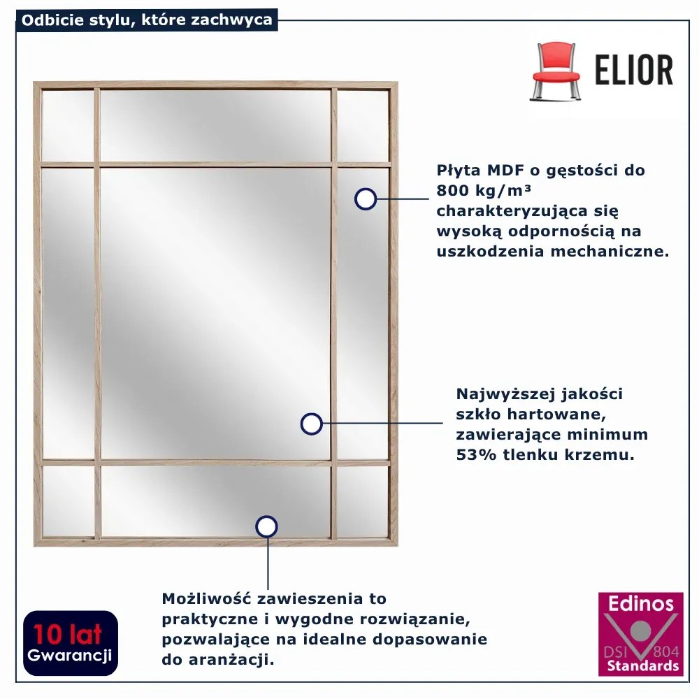 Nowoczesne dębowe lustro wiszące C8-N65