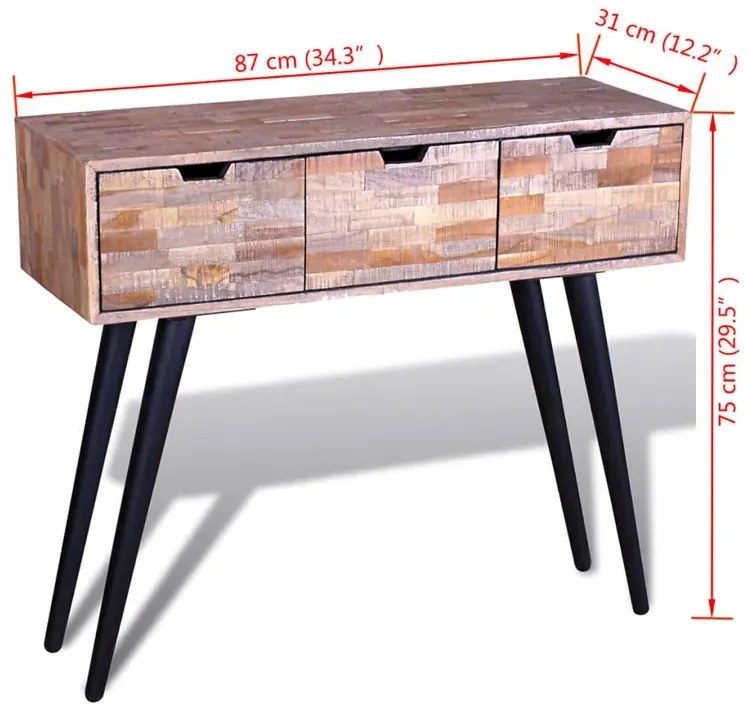 Drewniana konsola z trzema szufladami S0-K28