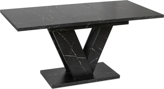 Stół Prostokątny Rozkładany CLARK 120-160 cm Czarny Marmur Glamour
