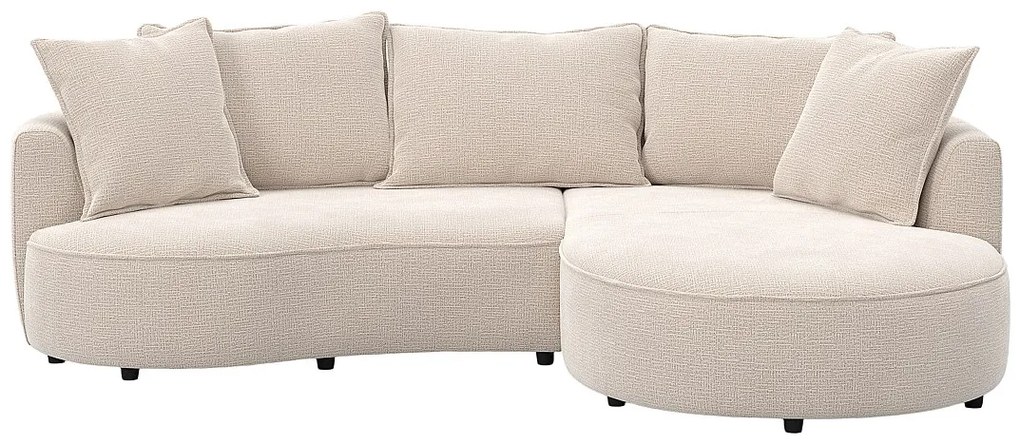 Kanapa narożna prawostronna  z beżowej tkaniny szenilowej CEPRANO od Maison Céphy