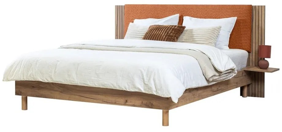 Pomarańczowe łóżko dwuosobowe ze stelażem 140x190 cm Lior – Bobochic Paris