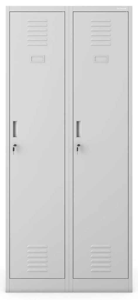 Szafka ubraniowa BHP szara: czterokomorowa KACPER, 800 x 1800 x 500 mm