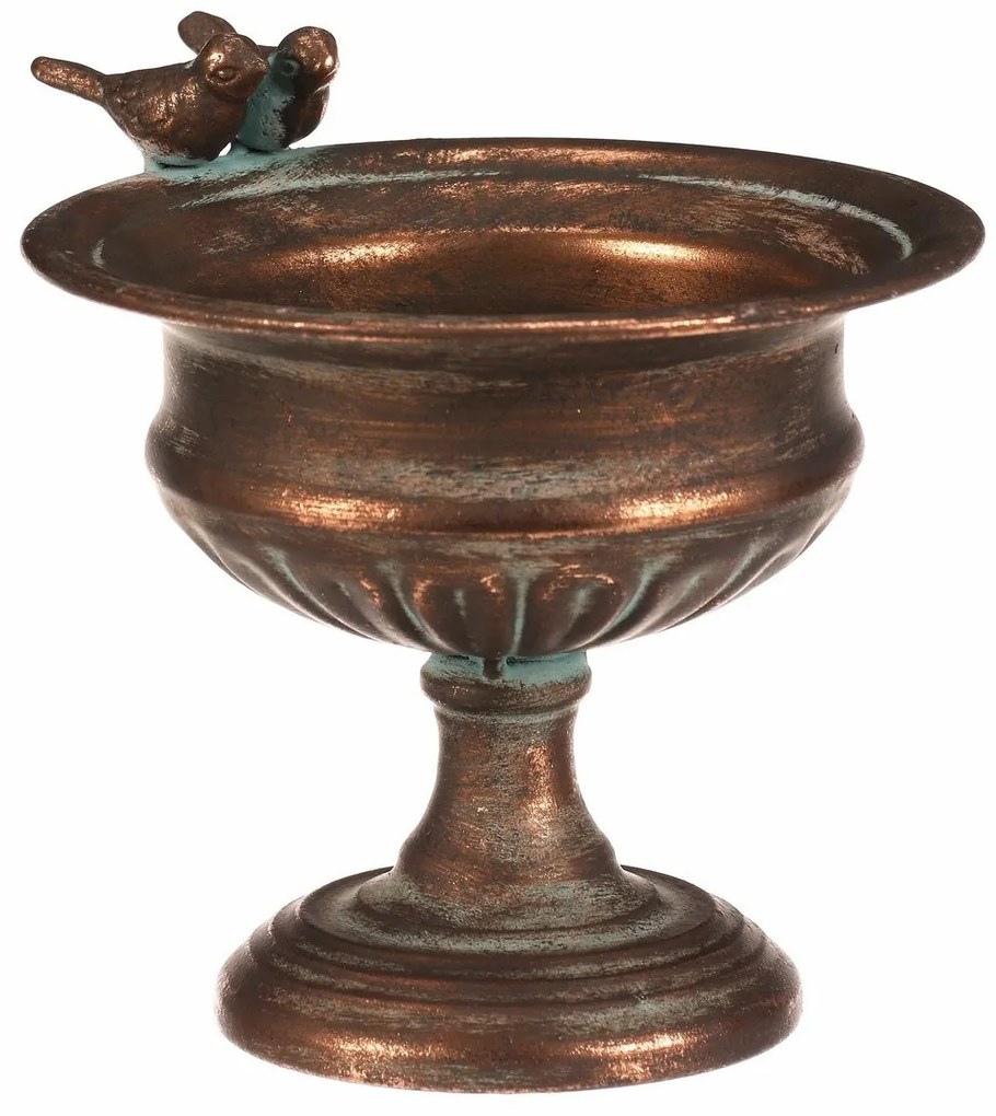 Metalowy kielich do kompozycji lub poidło Romance,19 x 16 x 16 cm, kolor miedziany
