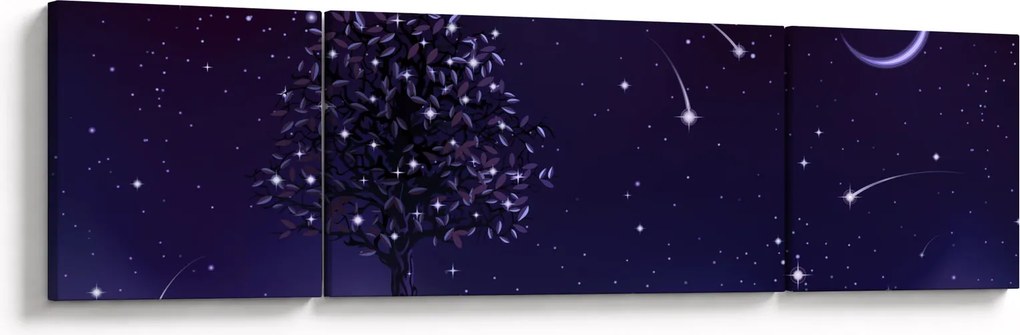 Obraz - Noc uchwycona przez ilustrację (170x50 cm)