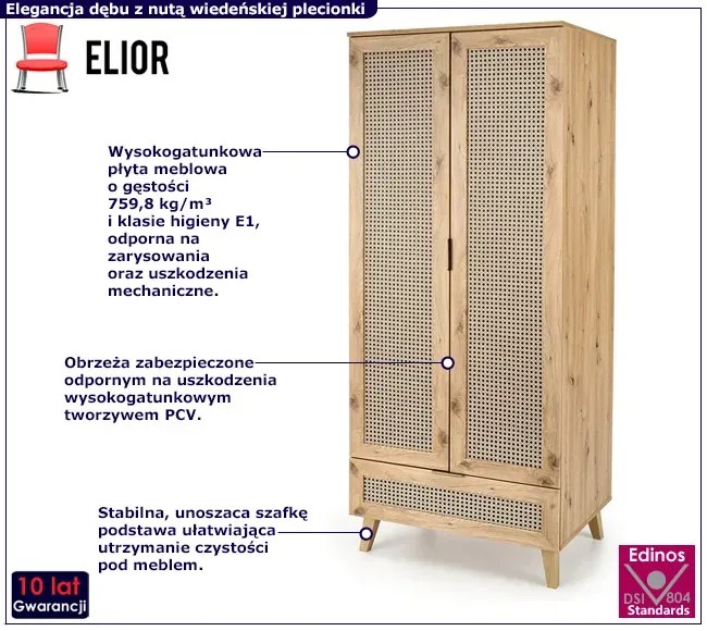 Szafa uchylna dwudrzwiowa w stylu rustykalnym H7-A51