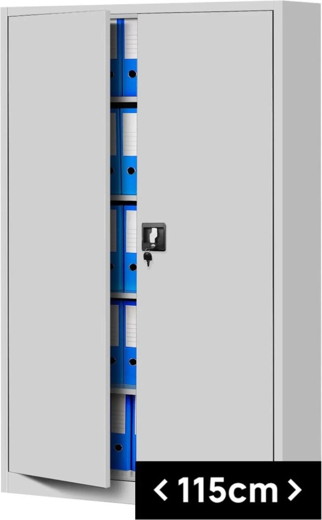 Szafa biurowa na akta szeroka Jan II 115x40x185 cm szara