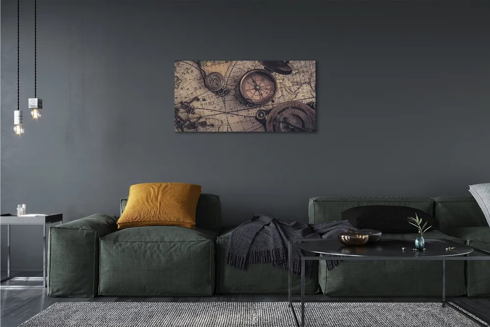 Obraz canvas na ścianę Kompas na Starej Mapie
