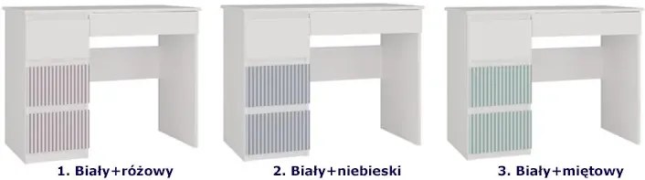 Lewostronne biurko z szufladami dla 6 latka, dla przedszkolaka biały + niebieski T2-K68