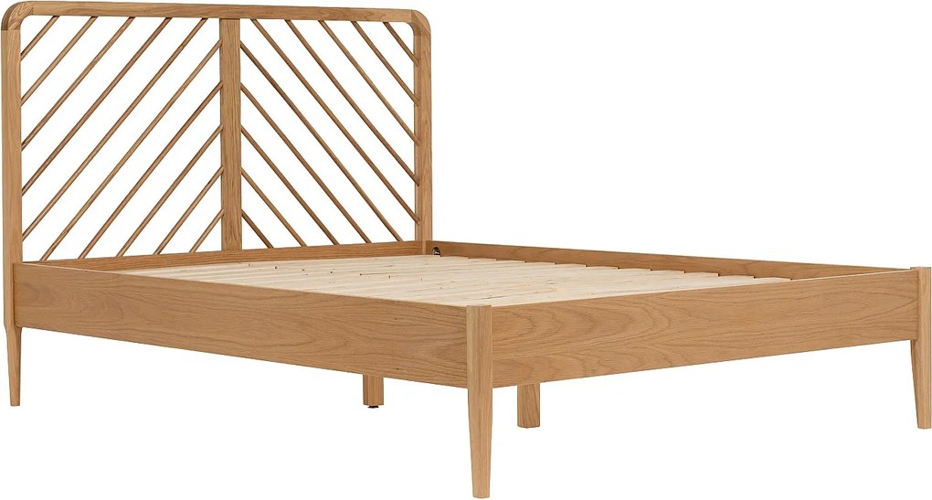 Łóżko 140 x 200 cm - Dąb i MDF - Kolor: Naturalny - LERIAKI