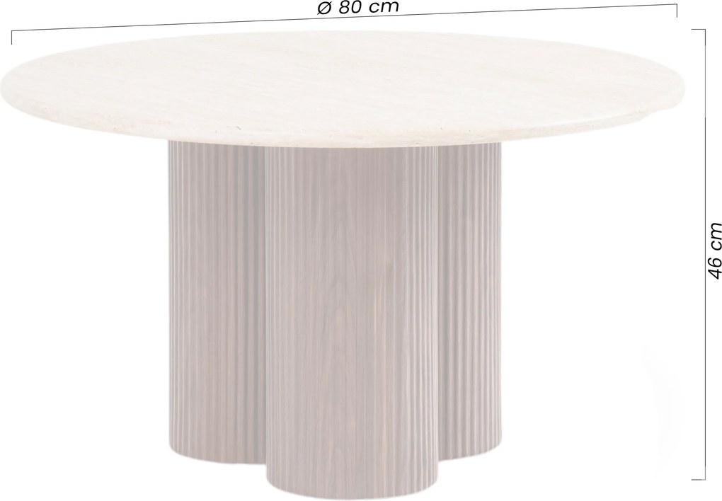 Stolik kawowy okrągły Massia 80 cm do salonu - trawertyn / orzech