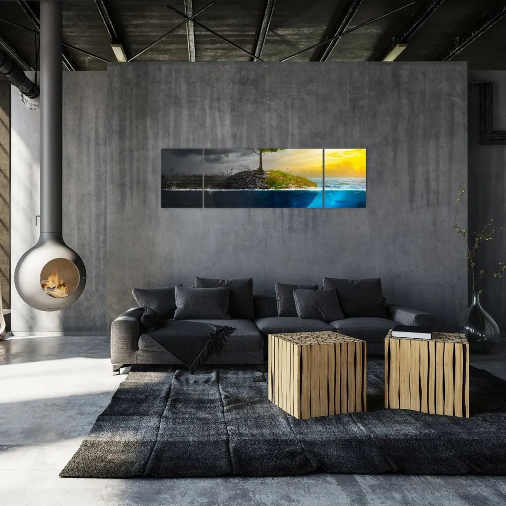 Obraz przedstawiający dwie strony (170x50 cm)