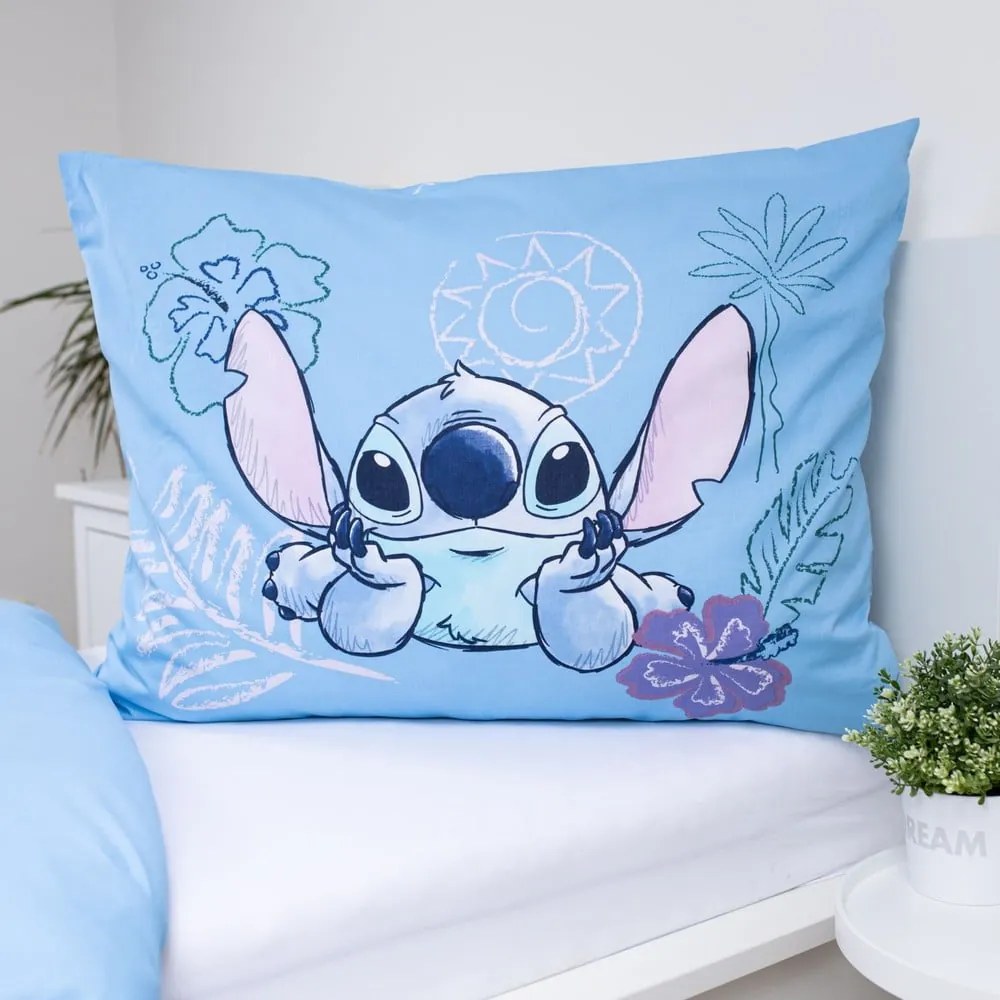 Niebieska bawełniana pościel dziecięca jednoosobowa 140x200 cm Lilo and Stitch "Wave" – Jerry Fabrics