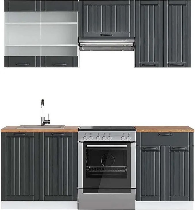 Aneks kuchenny antracytowy dom wiejski/biały 200x60x81.6 fame-line