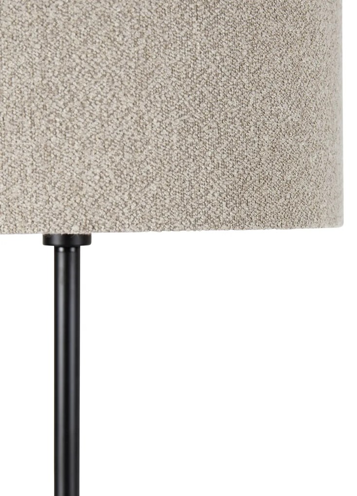 Lampa podłogowa czarna z abażurem boucle taupe 50 cm - Simplo Nowoczesny Oswietlenie wewnetrzne