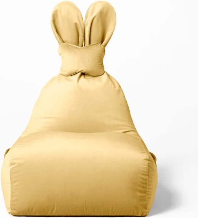 Żółte siedzisko z velvetu dla dzieci FUNNY BUNNY