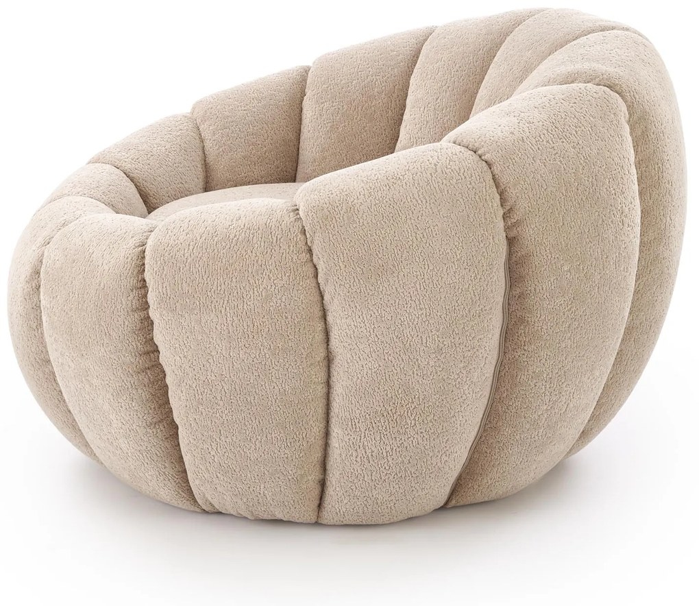 GASPAR 2 fotel wypoczynkowy siedzisko beżowy komfortowy tkanina pufa