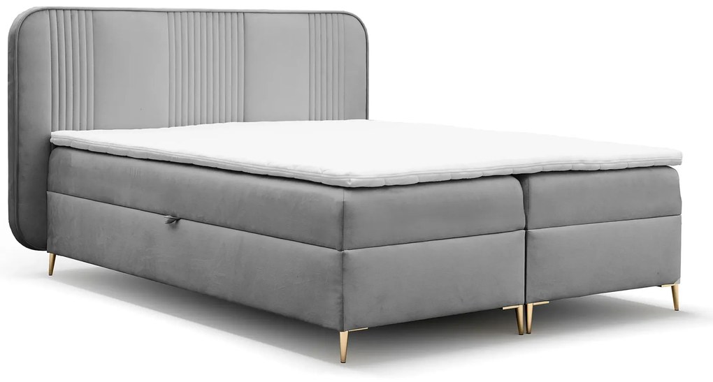 Szare welurowe łóżko kontynentalne 4 rozmiary D3-M55