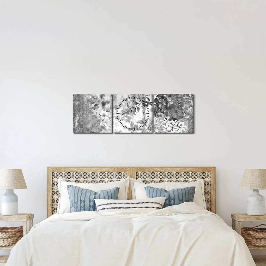 Obraz - Romantyczny ogród (z zegarem) (90x30 cm)