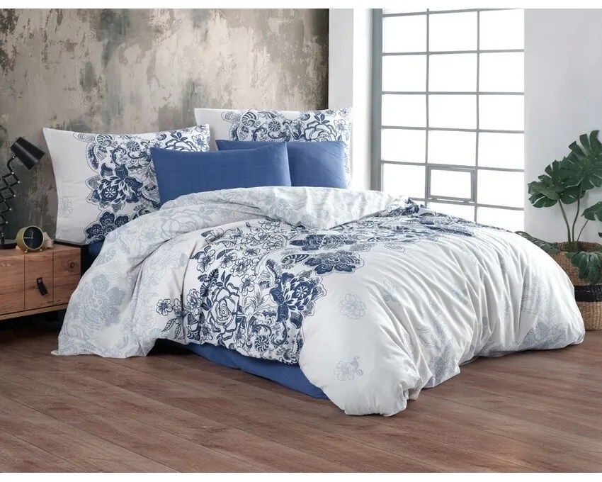 BedTex Bawełniana pościel Armina niebieska, 220 x 200 cm, 2 szt. 70 x 90 cm, 220 x 200 cm, 2 szt. 70 x 90 cm
