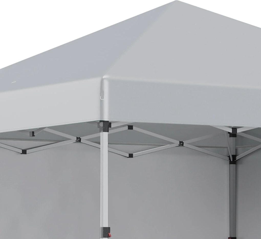 Outsunny Pawilon składany, dwie boczne ściany, torba transportowa, rama stalowa, jasnoszary, 3 x 3 x 2,7 m