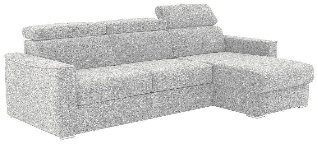 Kanapa narożna dwustronna rozkładana typu express z szarej tkaniny szenilowej - Powierzchnia spania 140 cm - Materac 18 cm VIZIR